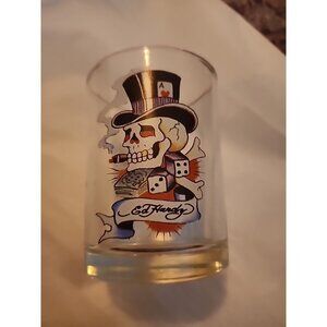 Ed Hardy Skull Top Hat Gambler Tumbler Glass